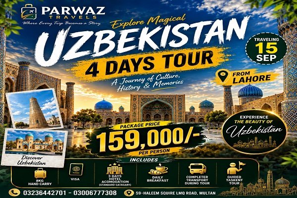 Uzbekistan Tour Package from Pakistan 2026 | 4 Days Tashkent Tour by Parwaz Travels